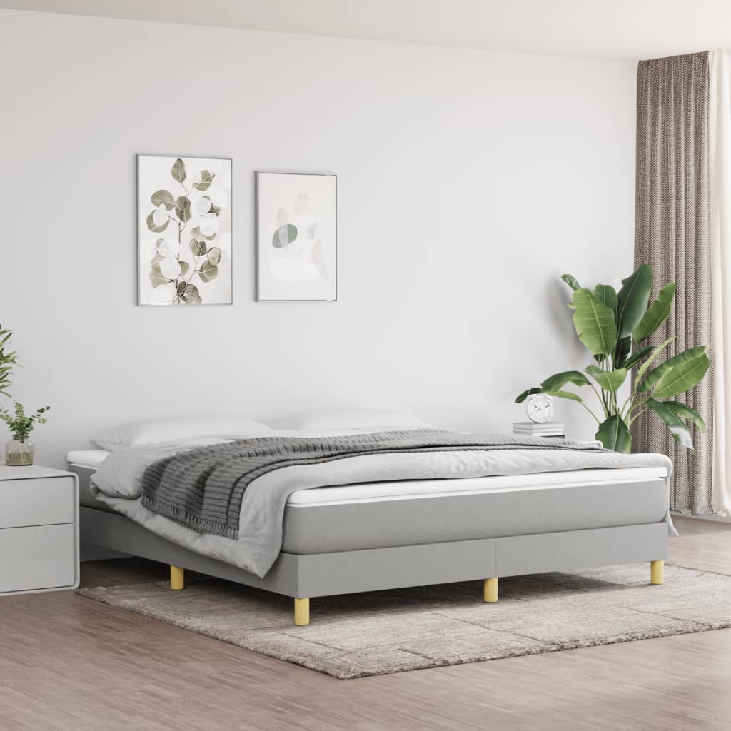 Bed Frame without Mattress Light Gray California King Fabric (US Only)