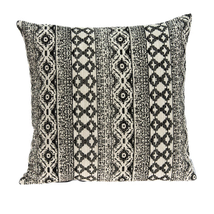 20" Beige and Black Southwestern Cotton Throw Pillow With Texture