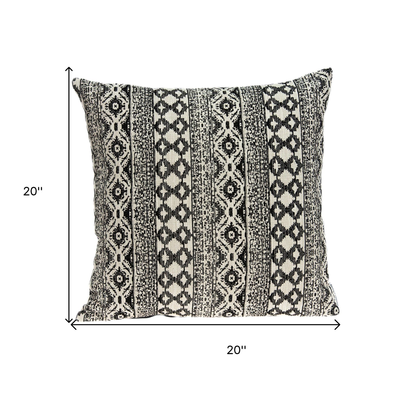 20" Beige and Black Southwestern Cotton Throw Pillow With Texture