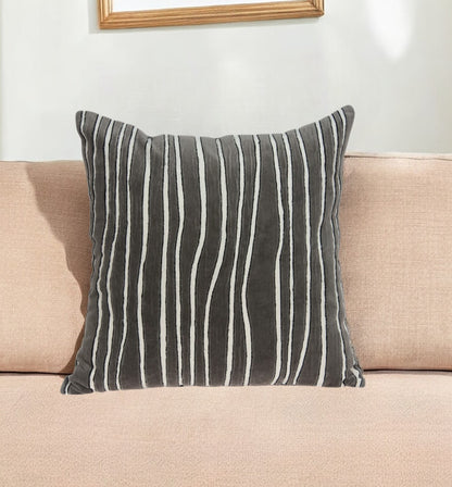 20" Gray Cotton Throw Pillow