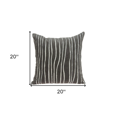 20" Gray Cotton Throw Pillow