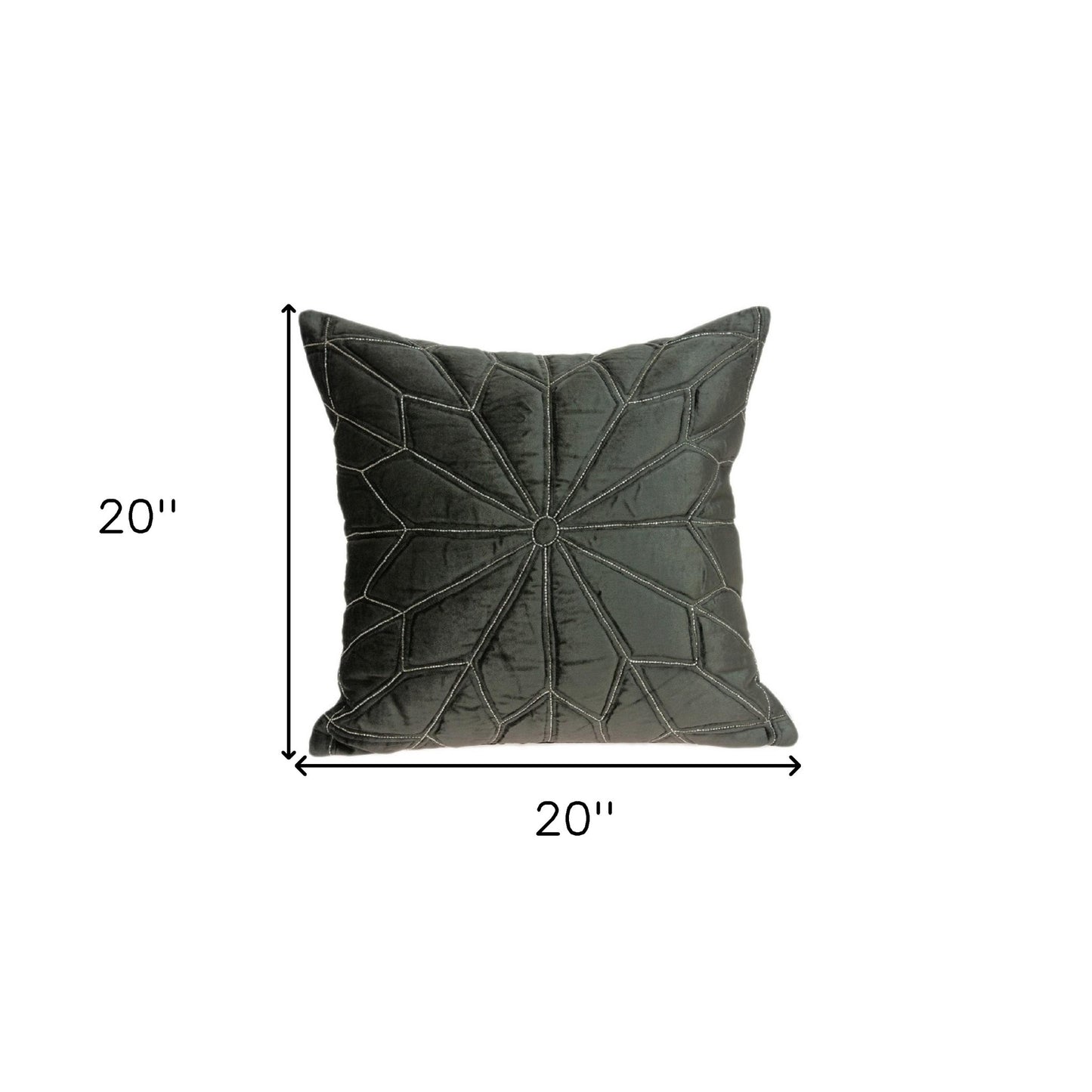 20" Gray Cotton Blend Throw Pillow