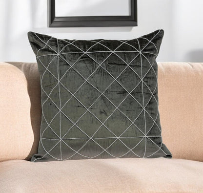 20" Gray Cotton Blend Throw Pillow