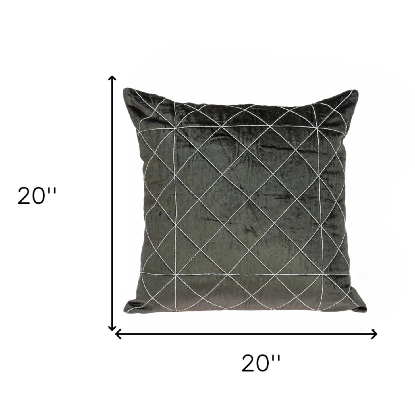 20" Gray Cotton Blend Throw Pillow