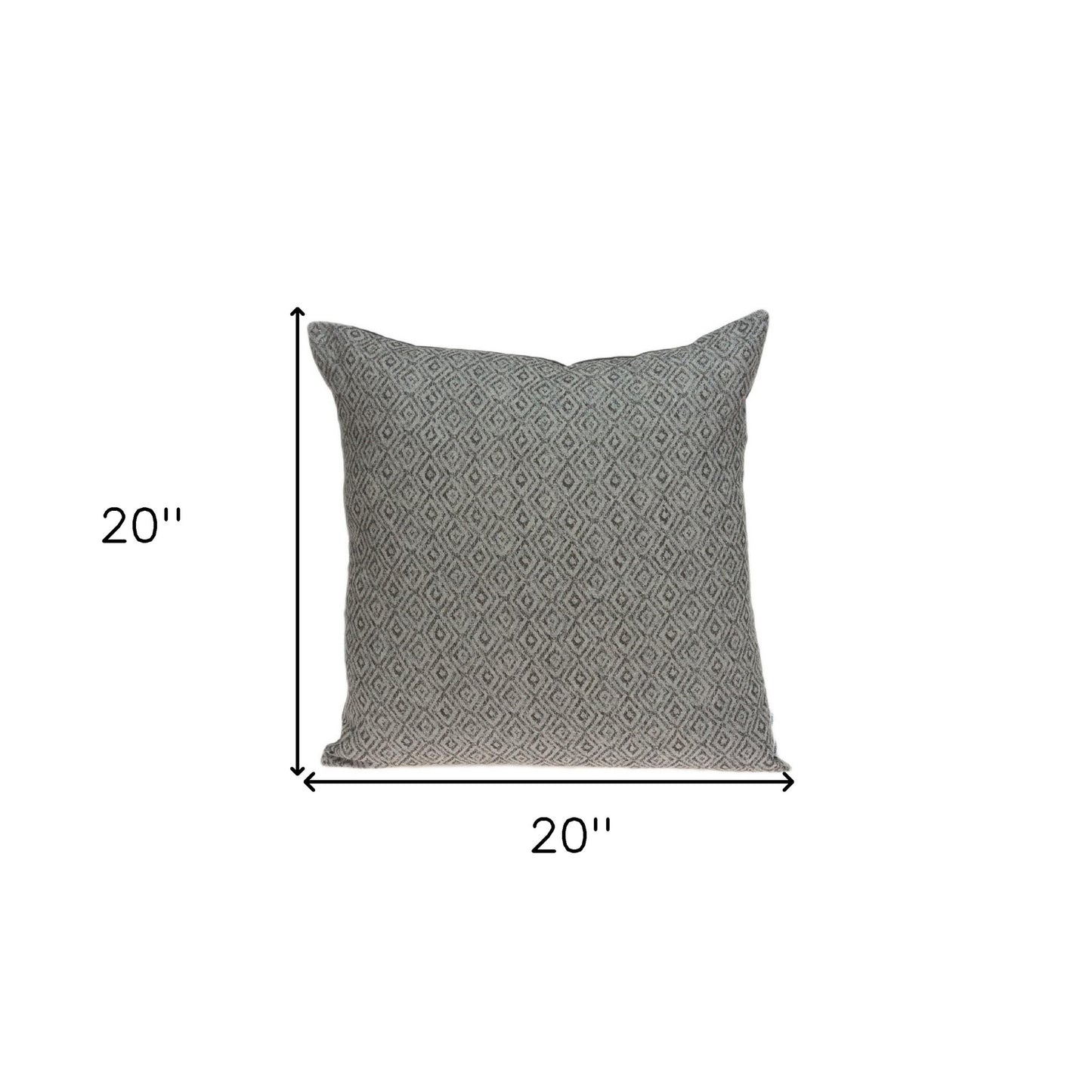 20" Gray Cotton Blend Throw Pillow