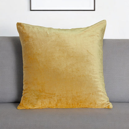 22" Yellow Cotton Blend Throw Pillow