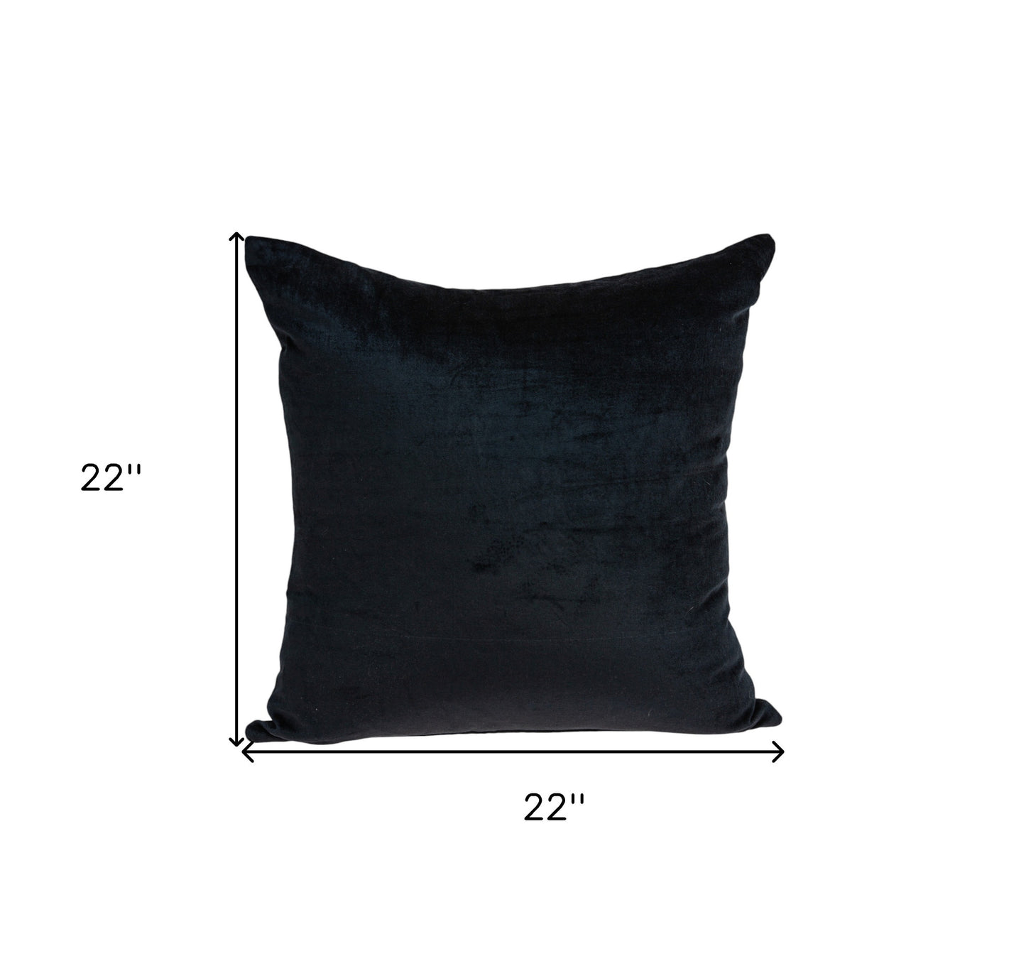 22" Black Cotton Blend Throw Pillow