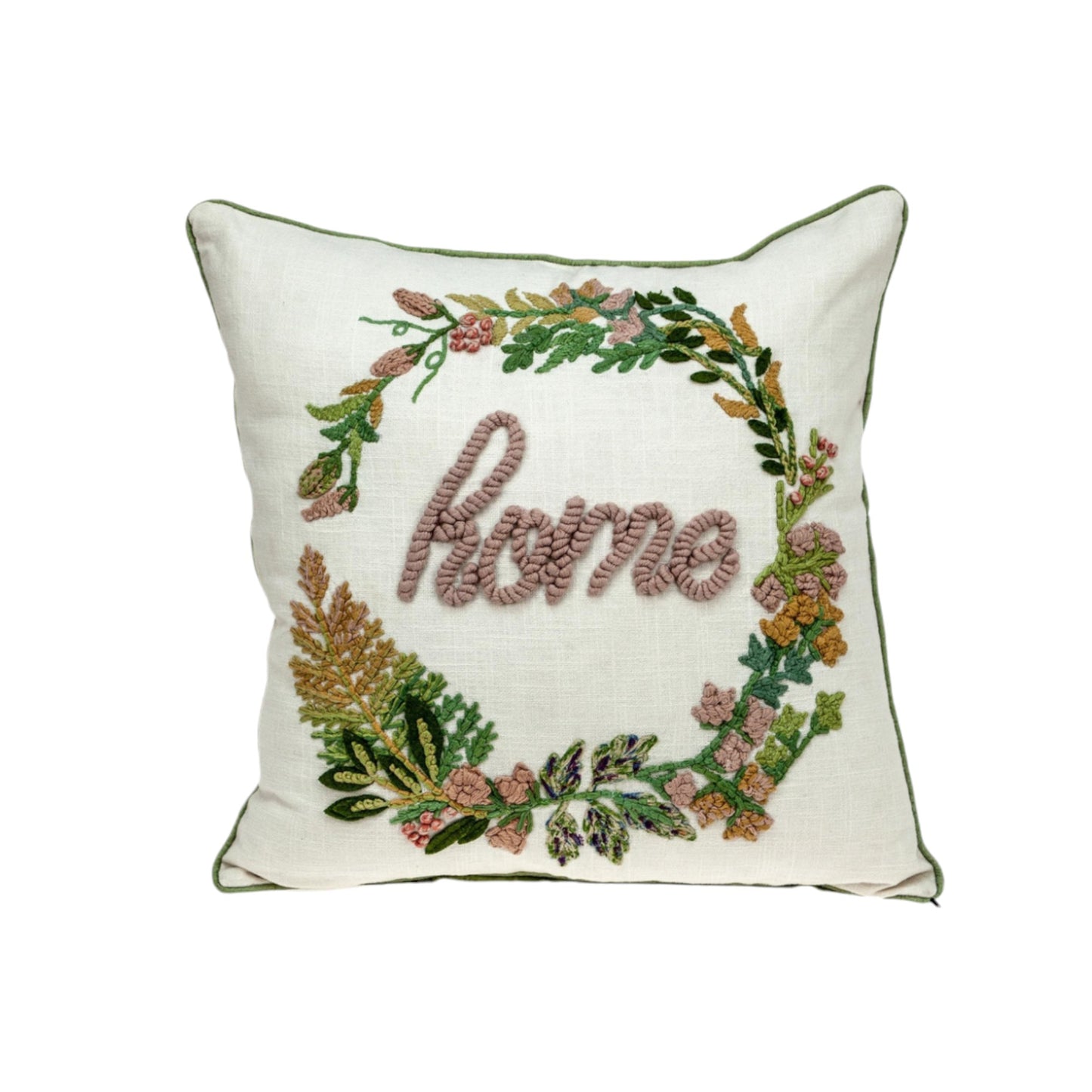 18" Beige Cotton Throw Pillow