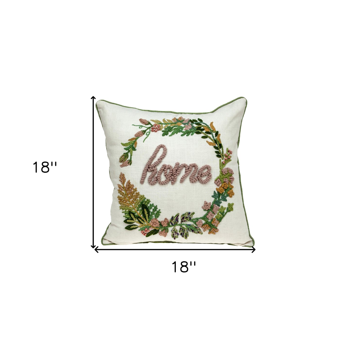 18" Beige Cotton Throw Pillow