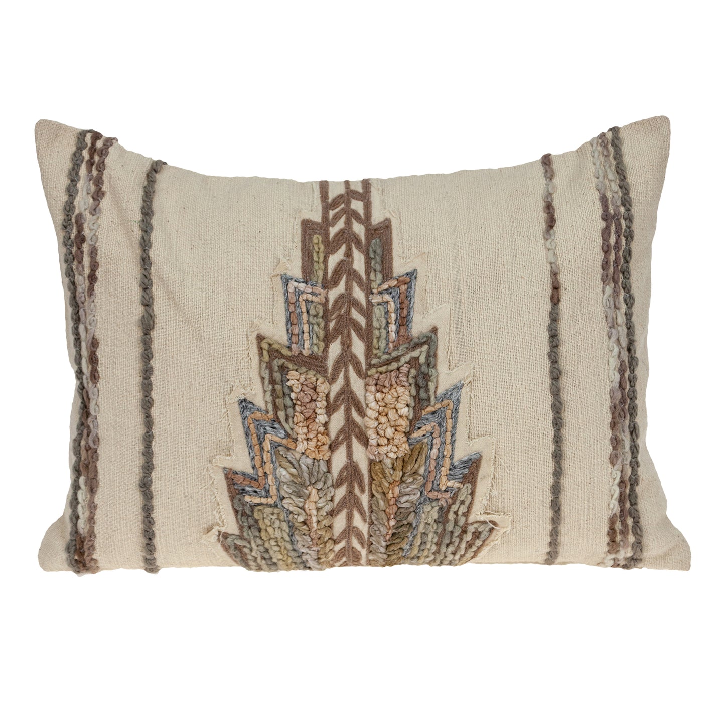 14" X 20" Beige Cotton Throw Pillow