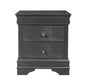 24" Gray Shagreen Two Drawer Solid Wood Nightstand