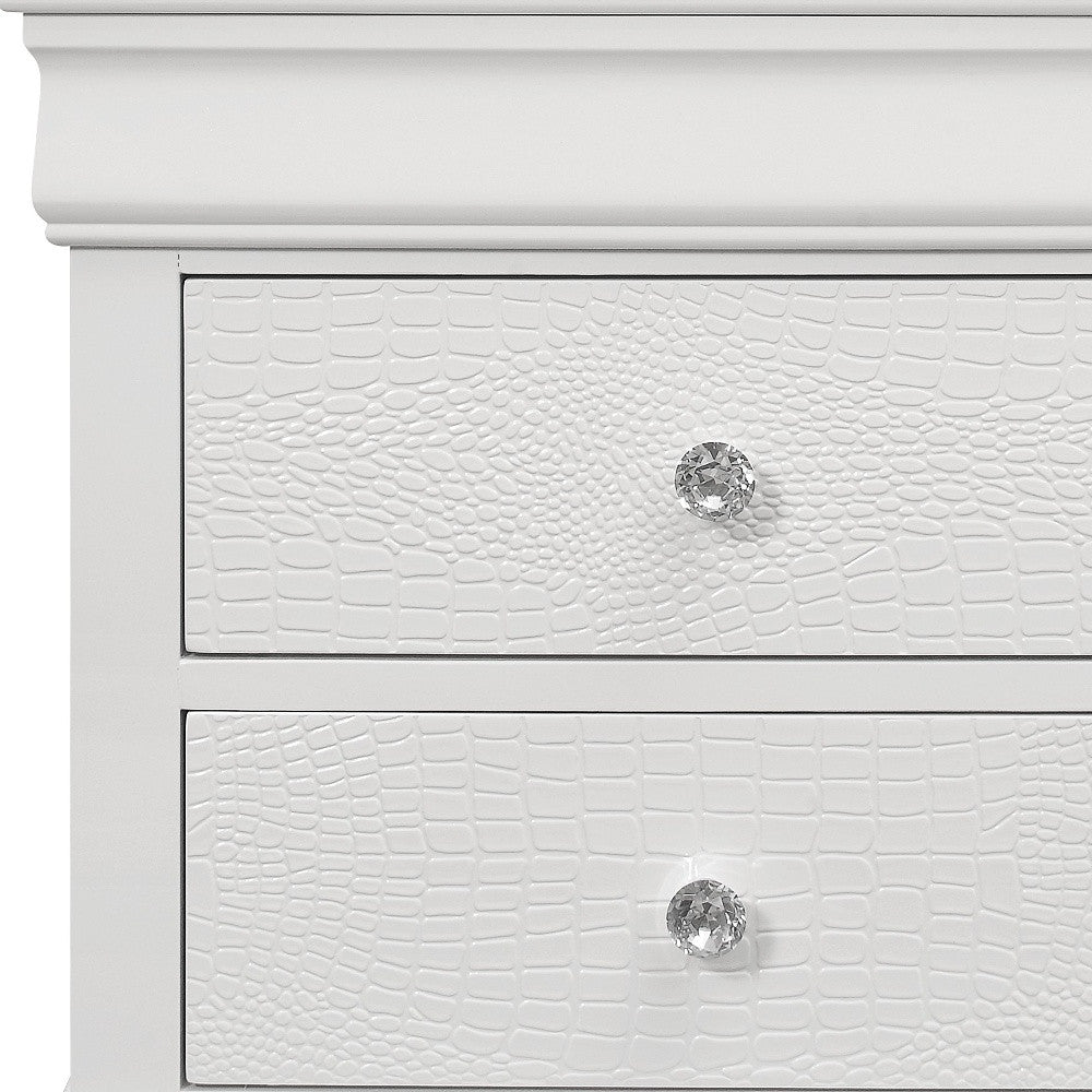 24" White Shagreen Two Drawer Solid Wood Nightstand