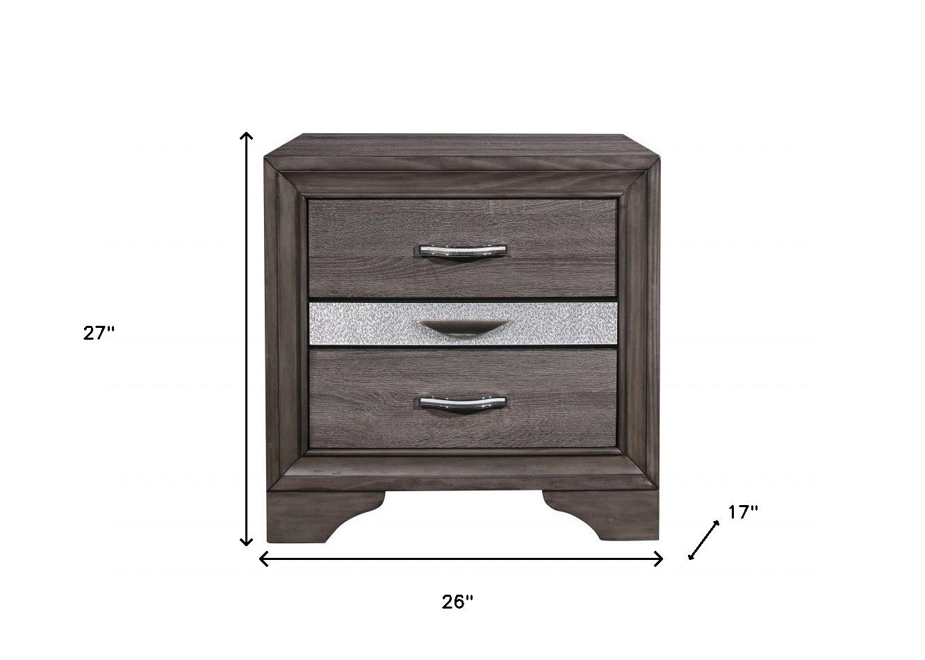 27" Gray Two Drawer Nightstand