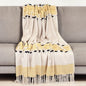 50" X 60" Yellow and Ivory Woven Cotton Striped Throw Blanket with Tassels