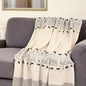 Gray Woven Cotton Abstract Throw Blanket