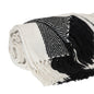 Black and White Woven Cotton Striped Throw Blanket