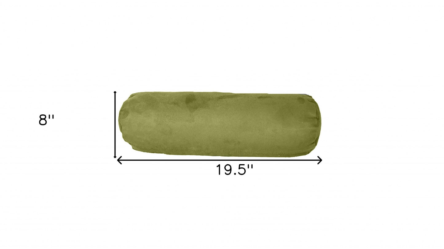 8" X 20" Moss Green Bolster Microsuede Throw Pillow