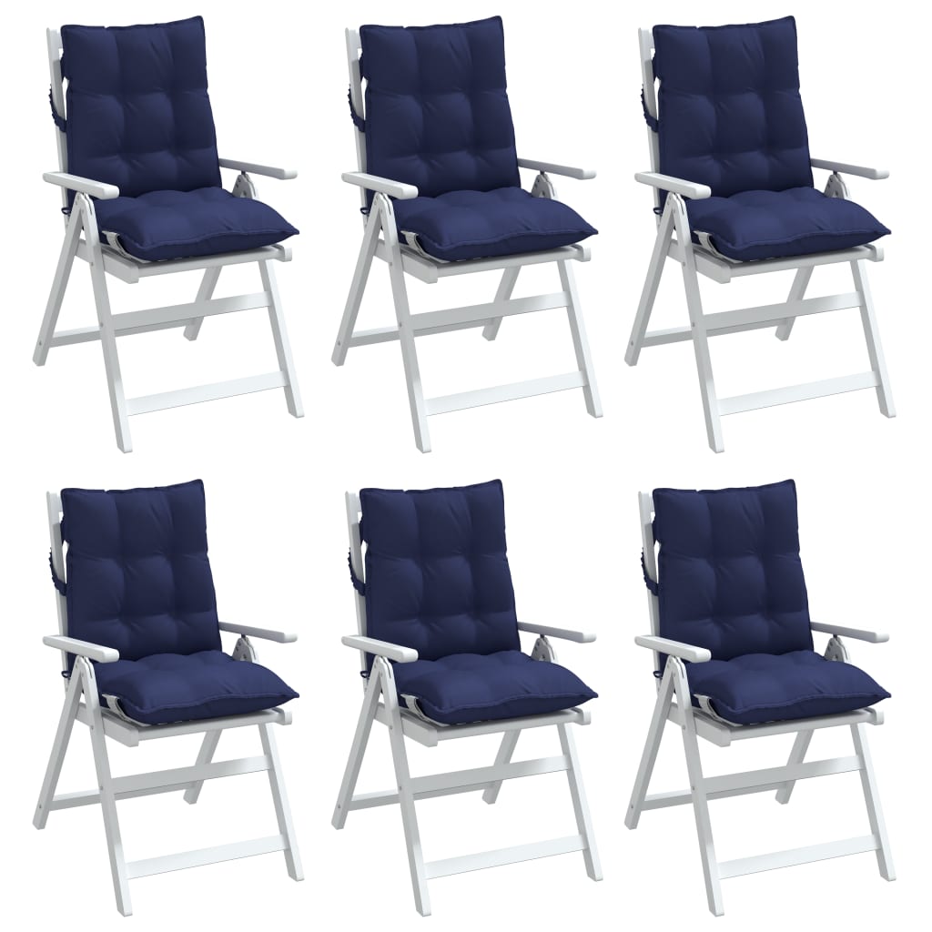 Lowback Chair Cushions 6 pcs Navy Blue Oxford Fabric