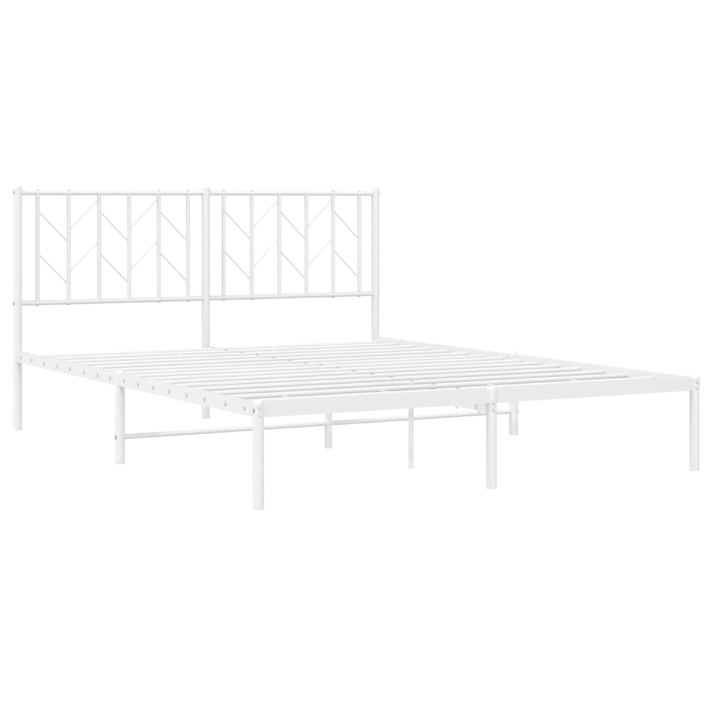 Metal Bed Frame without Mattress with Headboard White 59.1"x78.7"