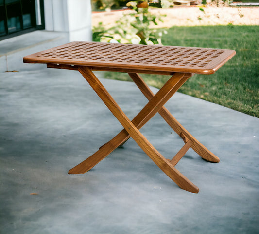 43" Brown Solid Wood Folding Outdoor Side Table