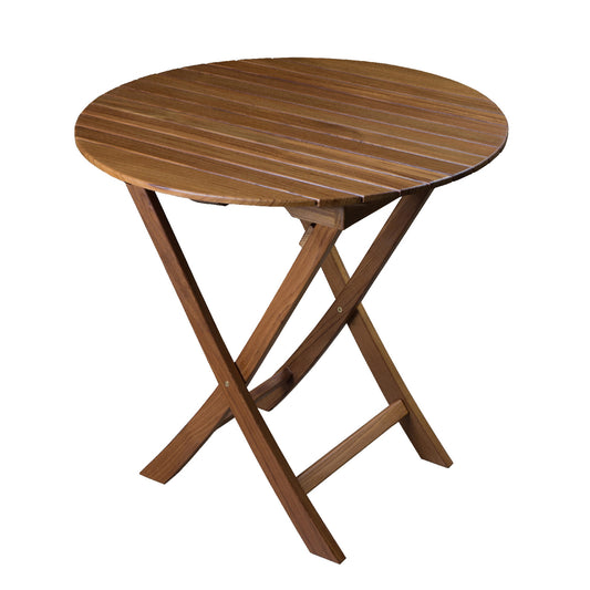 30" Brown Rounded Solid Wood Folding Outdoor Side Table