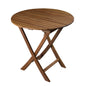 30" Brown Rounded Solid Wood Folding Outdoor Side Table