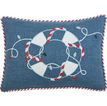 13" X 18" Blue and White Christmas Throw Pillow