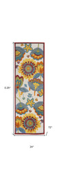 2' X 6' Yellow And Teal Floral Non Skid Indoor Outdoor Runner Rug