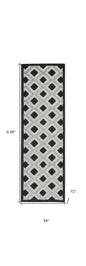 2' X 6' Black And White Gingham Non Skid Indoor Outdoor Runner Rug