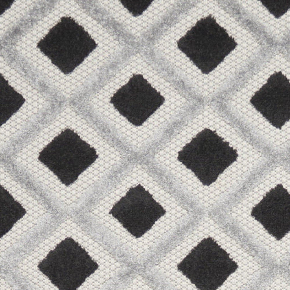 2' X 10' Black And White Gingham Non Skid Indoor Outdoor Runner Rug