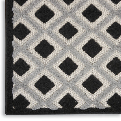 2' X 12' Black And White Gingham Non Skid Indoor Outdoor Runner Rug