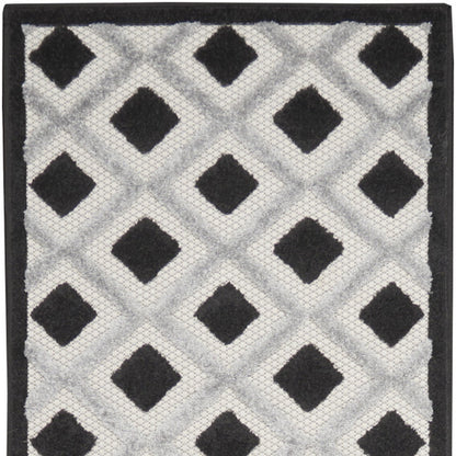 2' X 12' Black And White Gingham Non Skid Indoor Outdoor Runner Rug