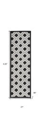 2' X 8' Black And White Gingham Non Skid Indoor Outdoor Runner Rug