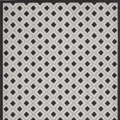 9' X 12' Black And White Gingham Non Skid Indoor Outdoor Area Rug