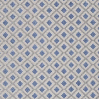 9' X 12' Blue And Grey Gingham Non Skid Indoor Outdoor Area Rug