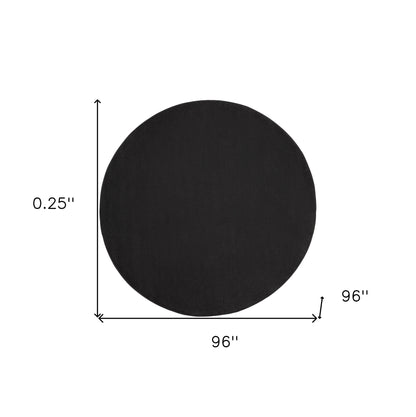 8' X 8' Black Round Non Skid Indoor Outdoor Area Rug