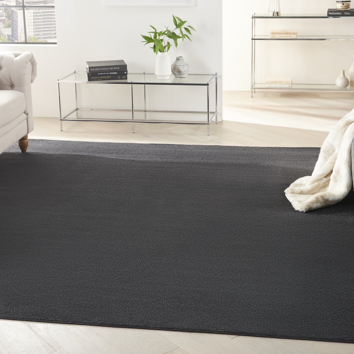 9' X 9' Black Square Non Skid Indoor Outdoor Area Rug