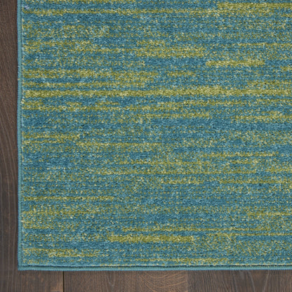 10' X 14' Blue And Green Striped Non Skid Indoor Outdoor Area Rug