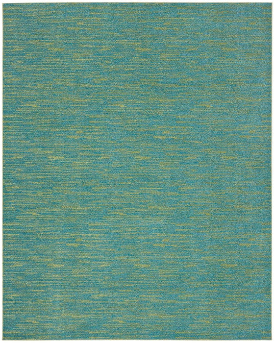 10' X 14' Blue And Green Striped Non Skid Indoor Outdoor Area Rug