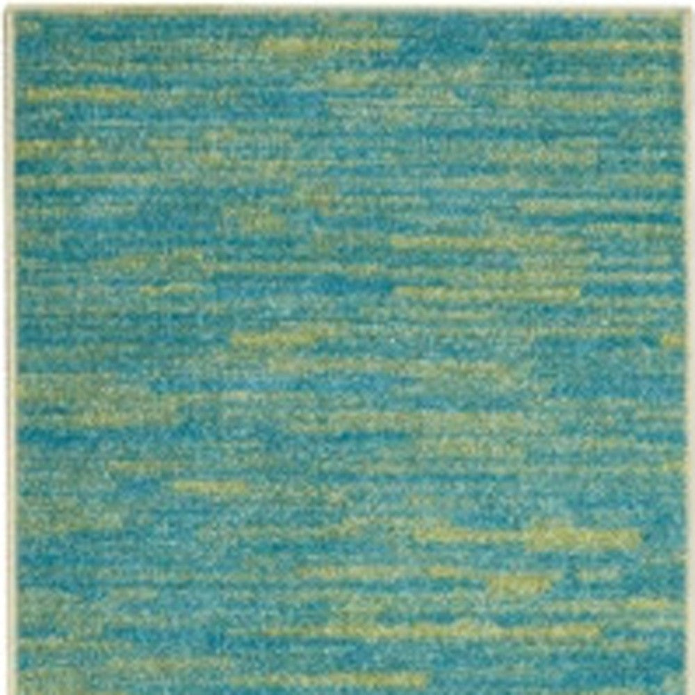 2' X 6' Blue And Green Abstract Non Skid Indoor Outdoor Runner Rug