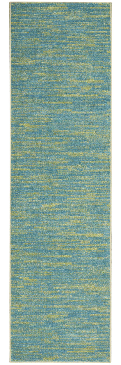 2' X 6' Blue And Green Abstract Non Skid Indoor Outdoor Runner Rug