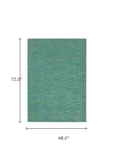 4' X 6' Blue And Green Striped Non Skid Indoor Outdoor Area Rug