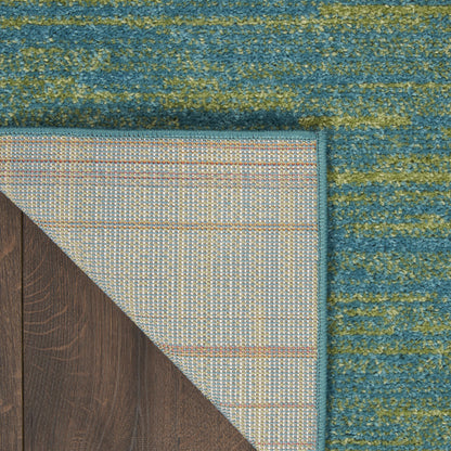 6' X 9' Blue And Green Striped Non Skid Indoor Outdoor Area Rug