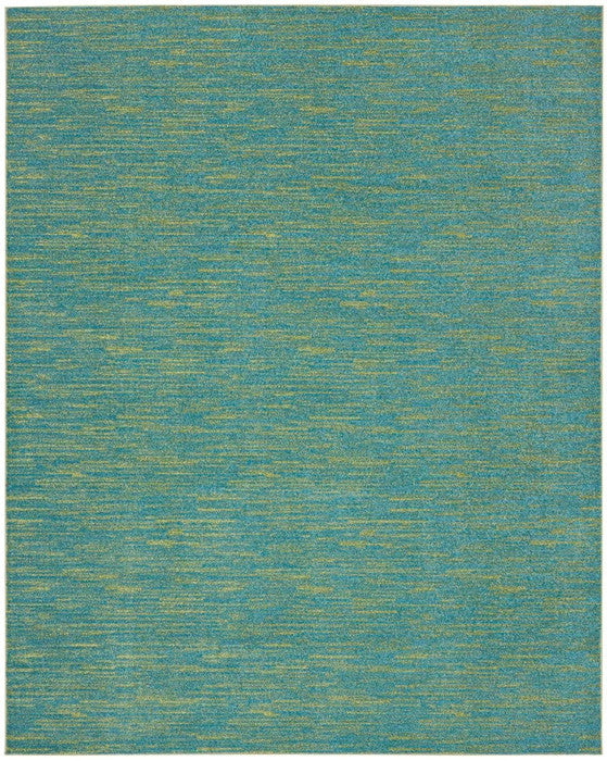 7' X 10' Blue And Green Striped Non Skid Indoor Outdoor Area Rug