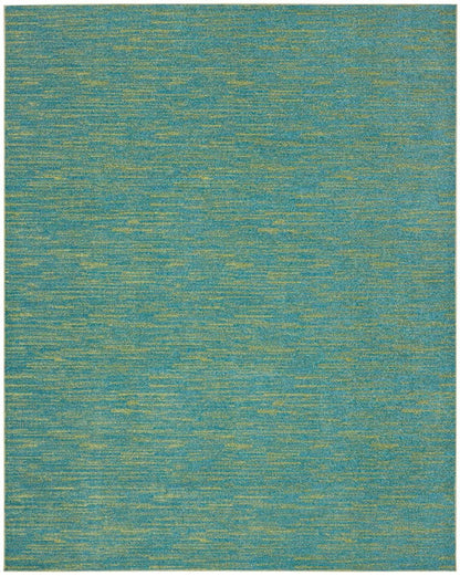 7' X 10' Blue And Green Striped Non Skid Indoor Outdoor Area Rug