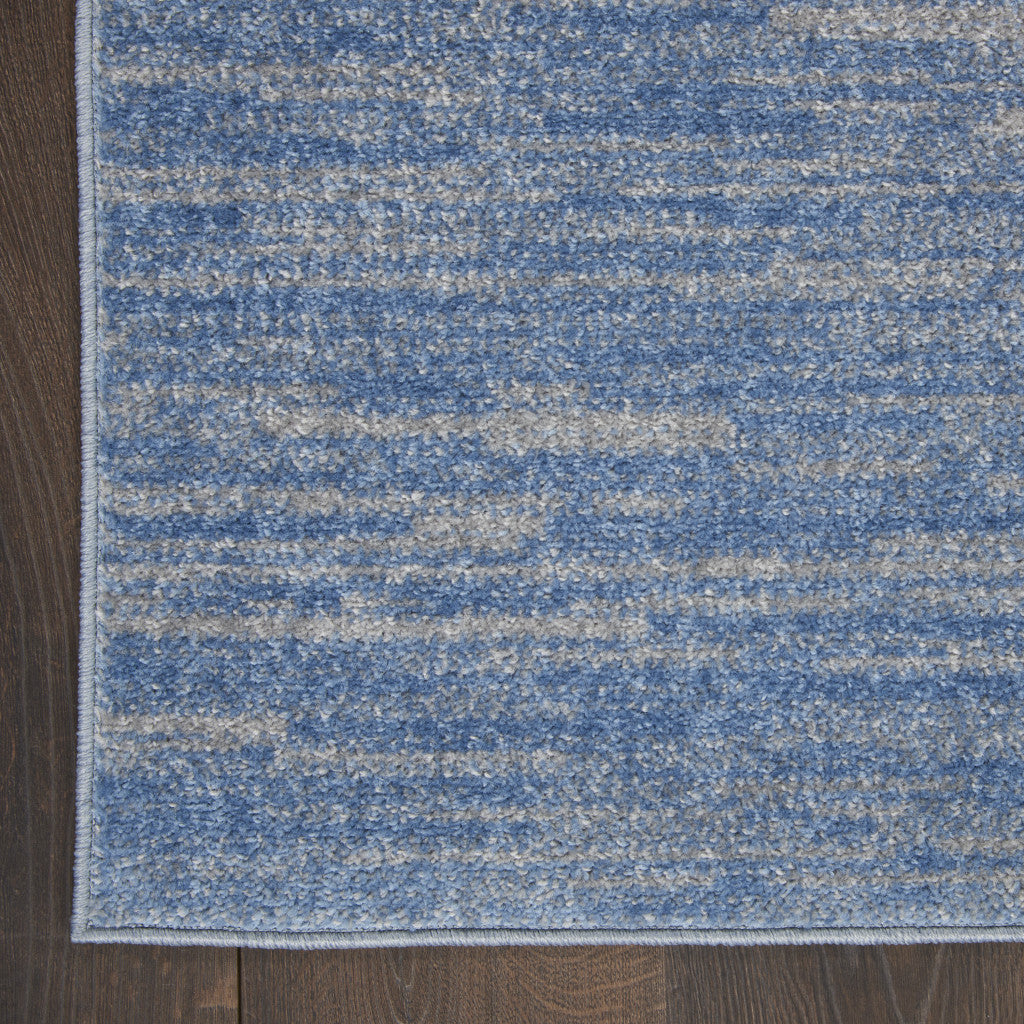 2' X 8' Blue And Grey Striped Non Skid Indoor Outdoor Runner Rug