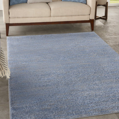 6' X 9' Blue And Grey Striped Non Skid Indoor Outdoor Area Rug