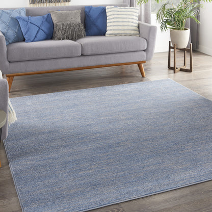 7' X 7' Blue And Grey Square Striped Non Skid Indoor Outdoor Area Rug