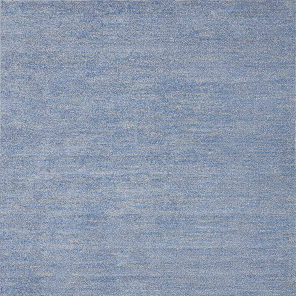 7' X 7' Blue And Grey Square Striped Non Skid Indoor Outdoor Area Rug