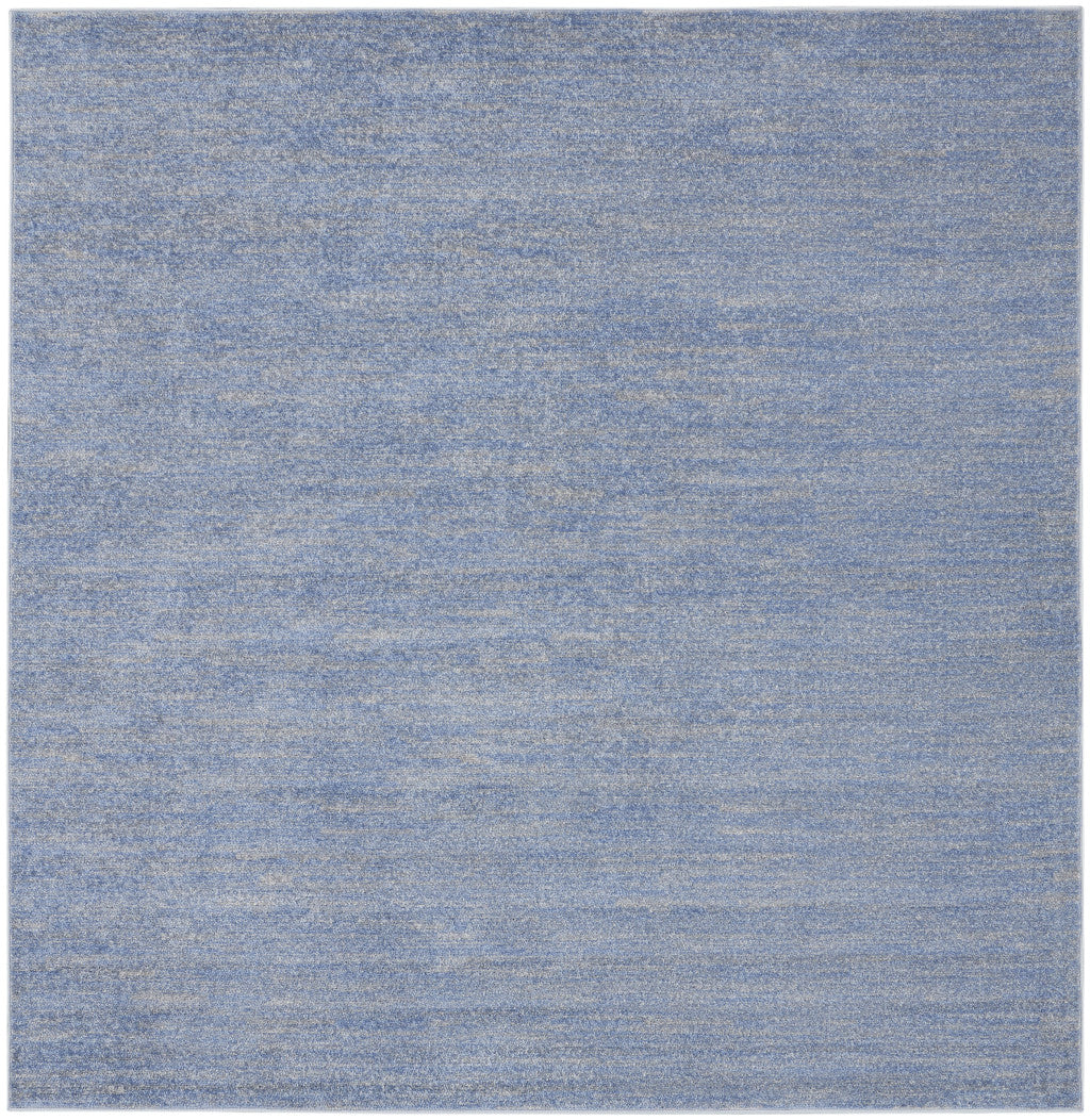 7' X 7' Blue And Grey Square Striped Non Skid Indoor Outdoor Area Rug